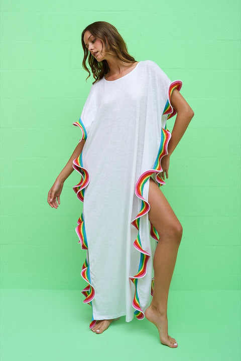 Pima Open Side Ruffle Kaftan