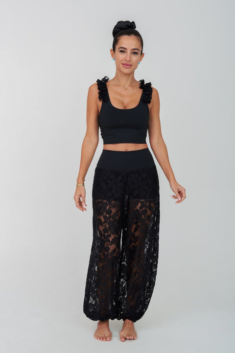 Ruffled Lace Activewear Top
