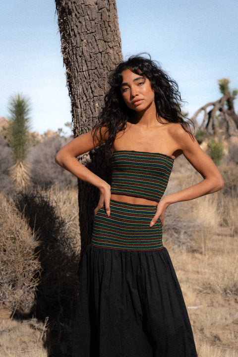 Smocked Bandeau Top and Skirt Set