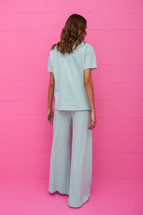 Slub Knit Wide Leg Pants