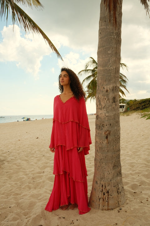 Soleil Beaded Tiered Kaftan