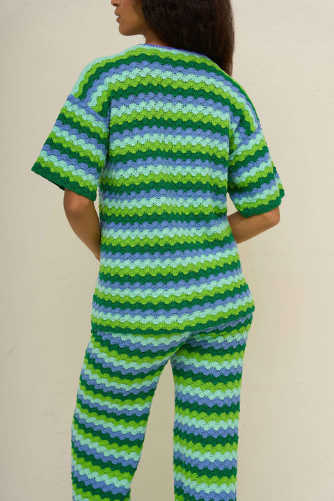 Shell Waves Crochet Button Down Top