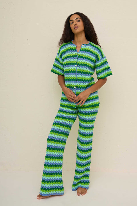 Shell Waves Crochet Button Down Top