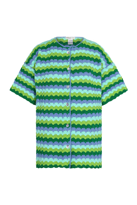 Shell Waves Crochet Button Down Top