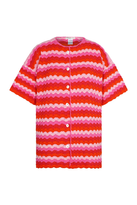 Shell Waves Crochet Button Down Top