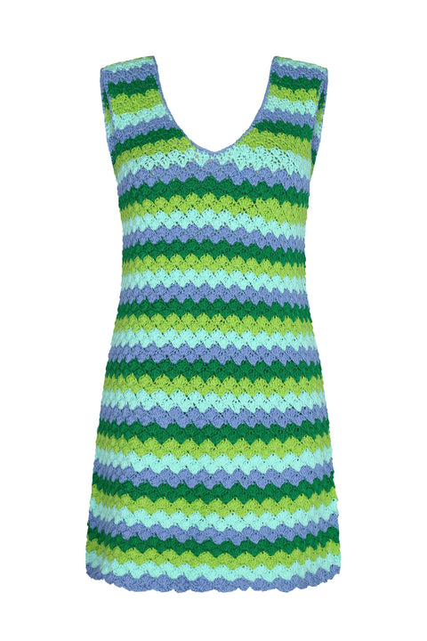 Shell Waves Crochet Mini Dress