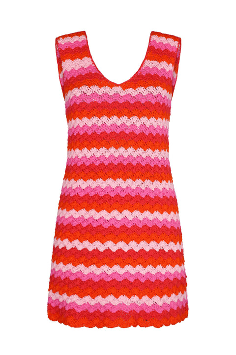 Shell Waves Crochet Mini Dress