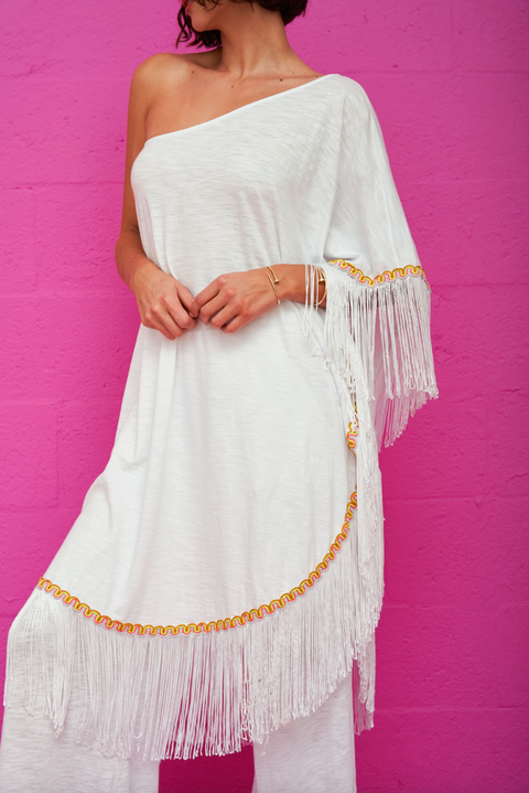 Pima One Shoulder Fringed Top & Pant Set