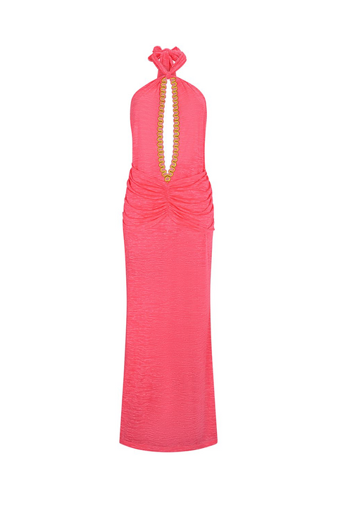 Cutout Halter Ruched Maxi