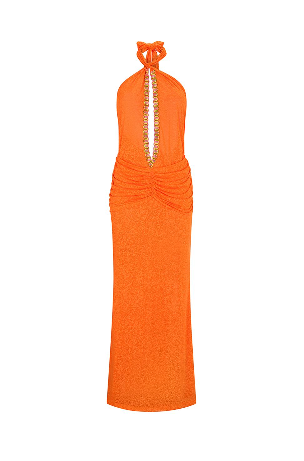 Cutout Halter Maxi Dress Polyester Stretch Fabric
