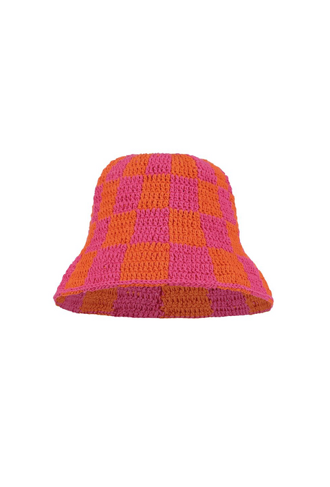 Checkered Crochet Bucket Hat
