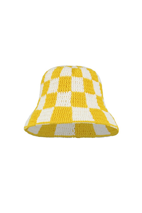 Checkered Crochet Bucket Hat