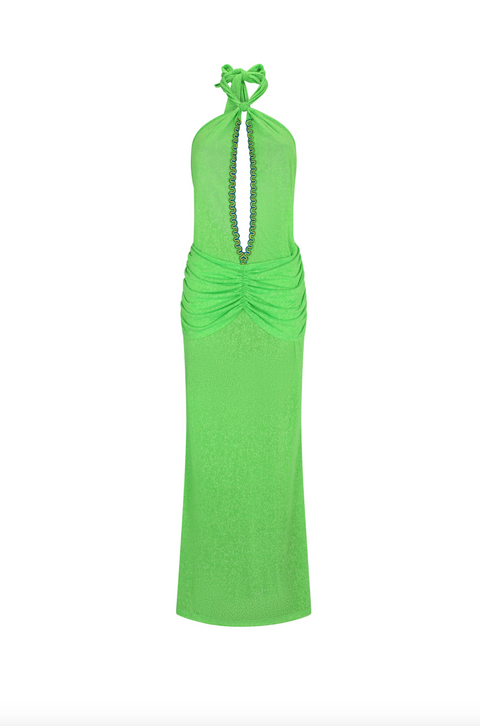 Cutout Halter Ruched Maxi