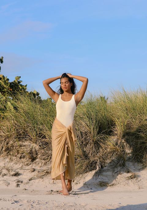 Maillot de bain une pièce froissé