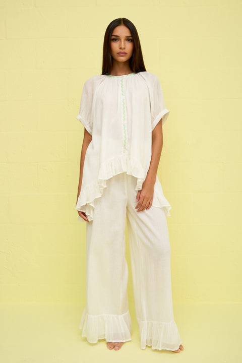 Wide Leg Peplum Pant