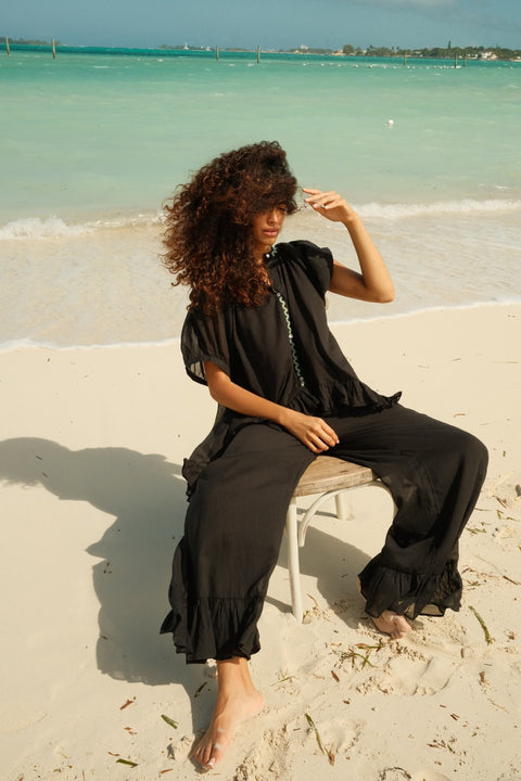 Wide Leg Peplum Pant