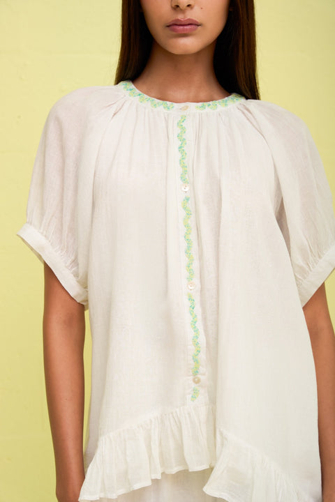 Zigzag Beaded Button Down Top
