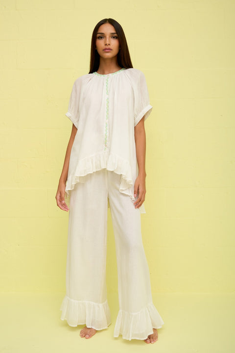 Zigzag Beaded Button Down Top