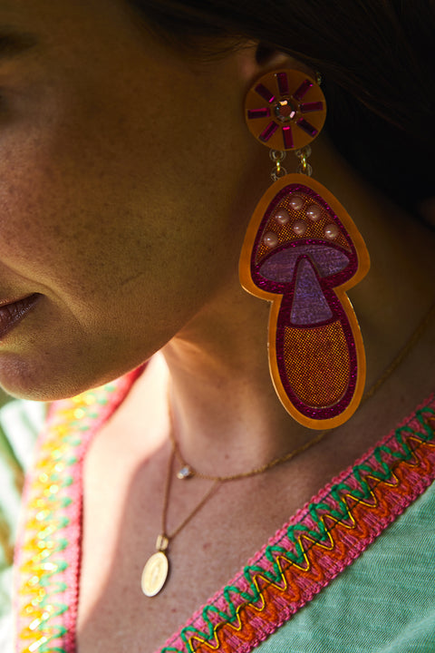 Boucles D'oreilles Clip Champignon