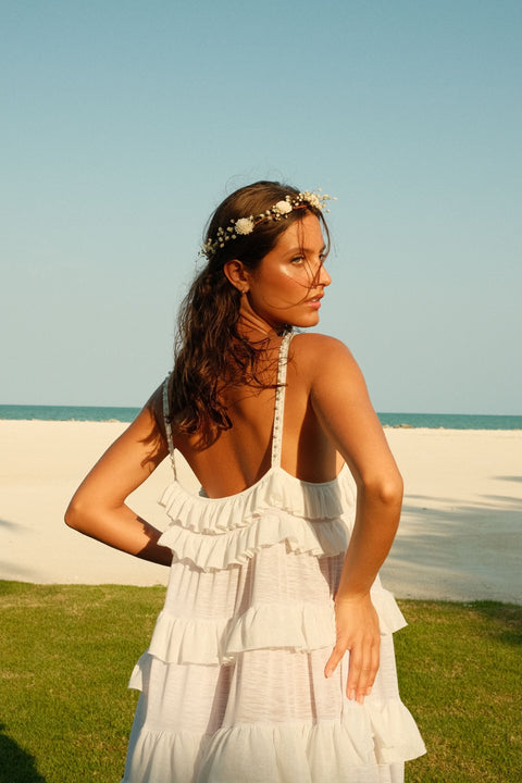 Beaded Strap Tiered Dress