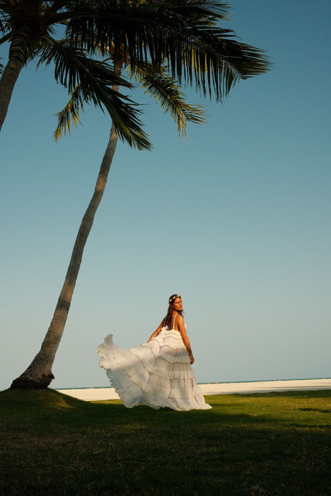 Beaded Strap Tiered Dress