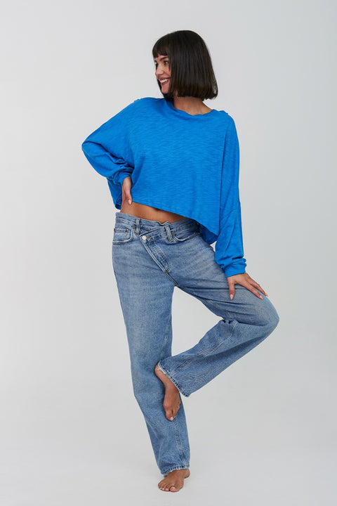 Top corto básico de manga larga