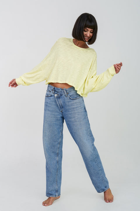 Top corto básico de manga larga