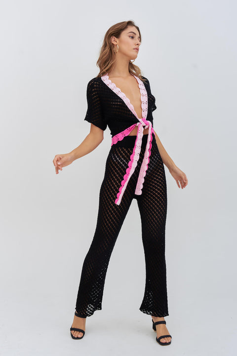 Crochet Front-Tie Crop Top