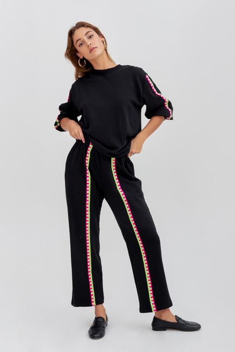 Cropped Sleeve Pullover & Pants Set