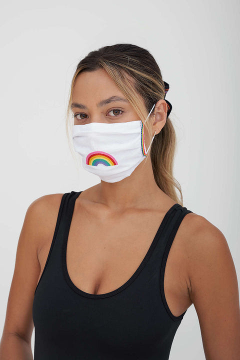 Embroidered Rainbow Mask With Trim