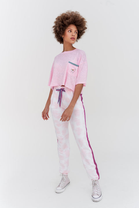 Embroidered Llama Crop Top