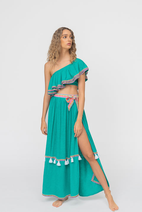 Top con volantes y vuelo