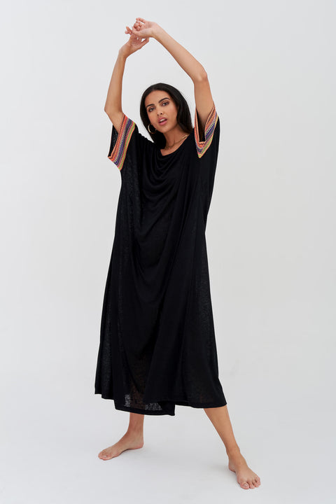 Mesh Sleeve Maxi Dress