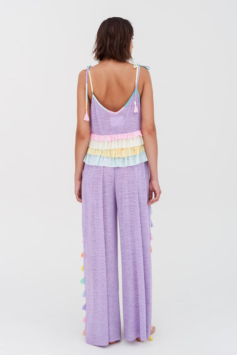 Pantalon large à pampilles