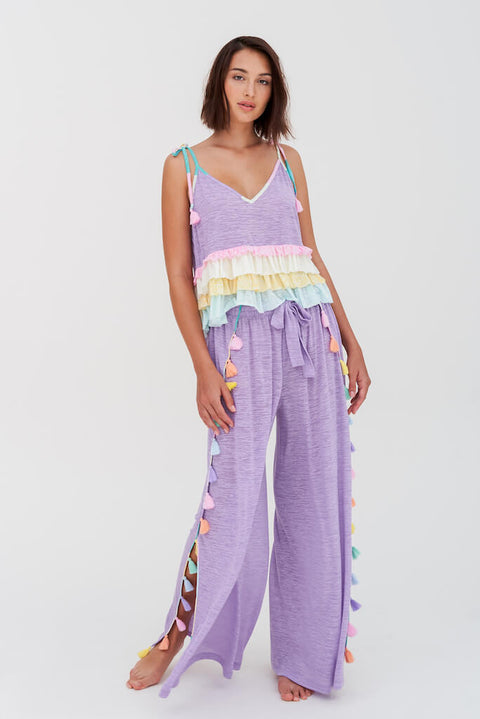 Pantalon large à pampilles