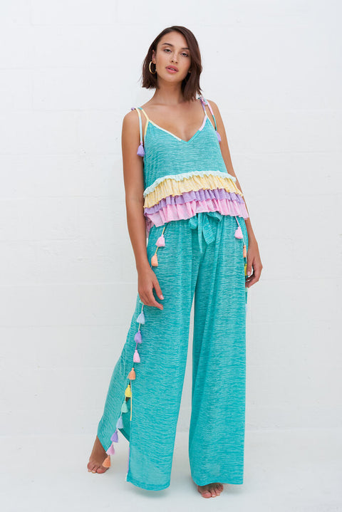 Pantalon large à pampilles