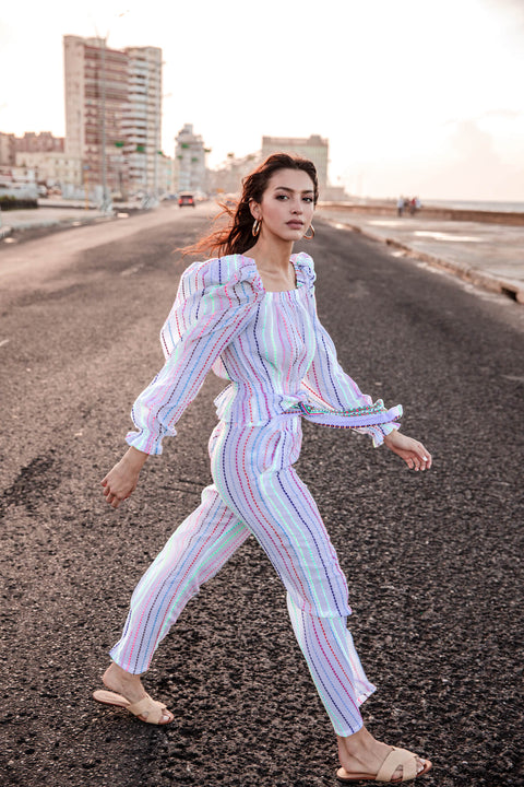 Pantalon confortable taille haute