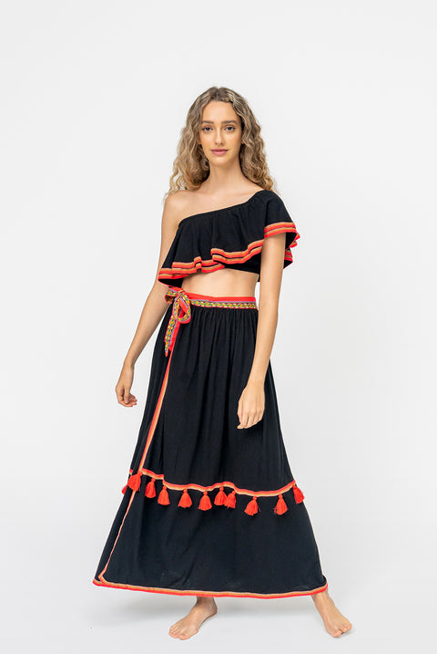 Top con volantes y vuelo