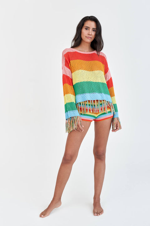 Short au crochet arc-en-ciel