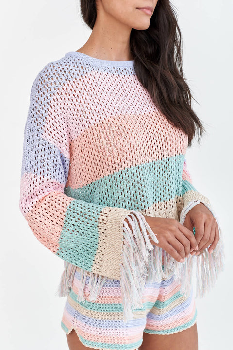 Short au crochet arc-en-ciel