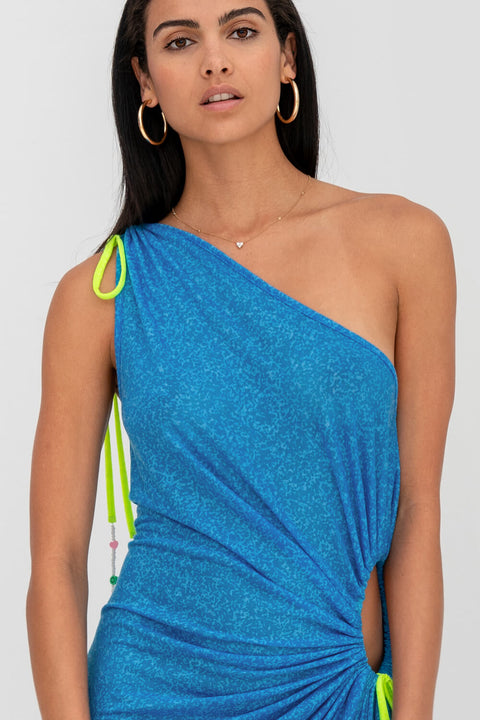 Ruched One Shoulder Cutout Dress