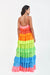 Vestido escalonado con volantes de arcoíris