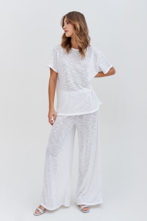 Slub Knit Wide Leg Pants