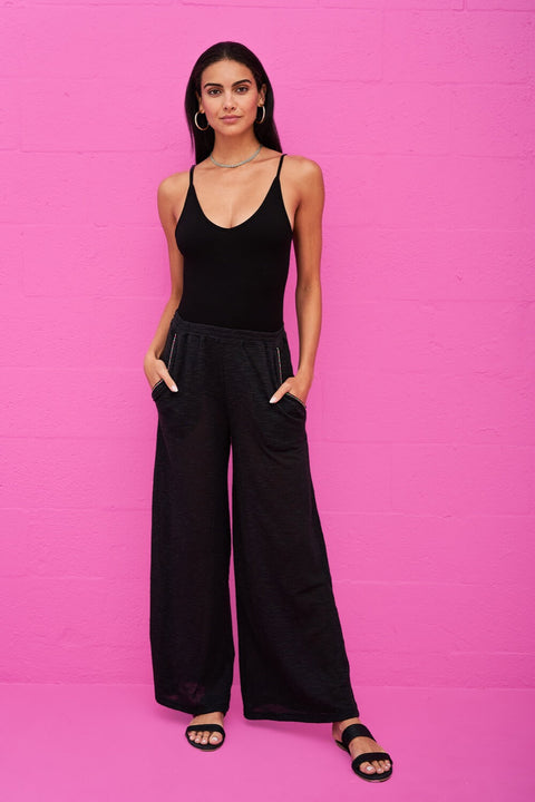Slub Knit Wide Leg Pants