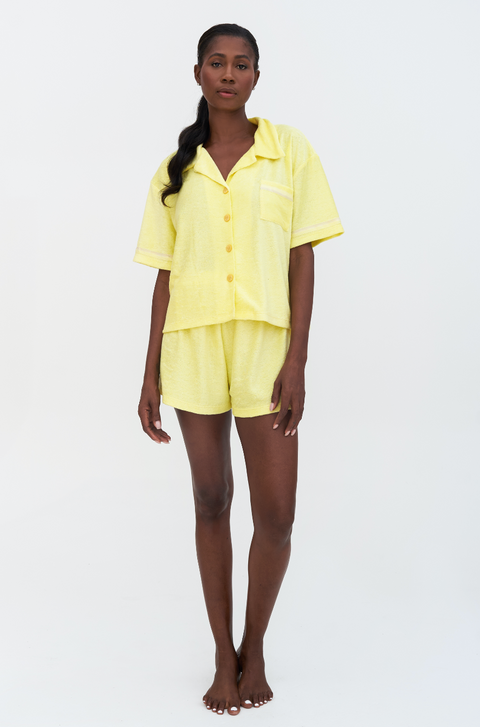 Terry Cloth Button-Down Top