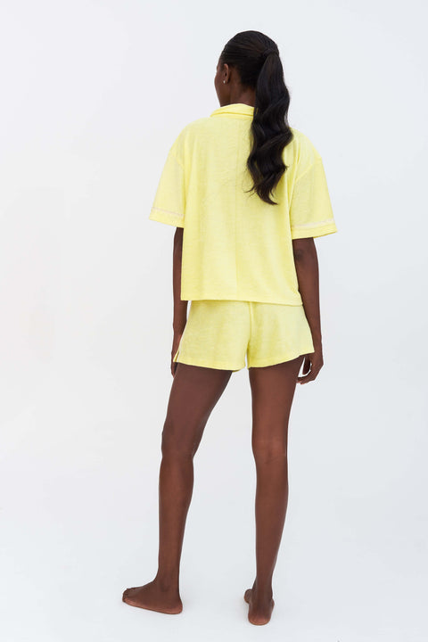 Terry Cloth Button-Down Top