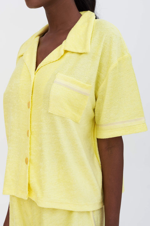Terry Cloth Button-Down Top