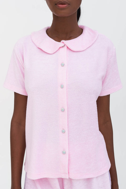 Terry Cloth Peter-Pan Collar Top