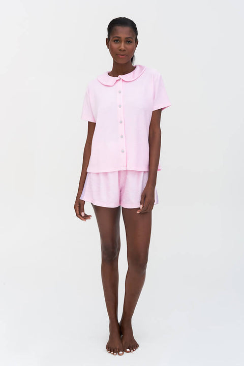 Terry Cloth Peter-Pan Collar Top