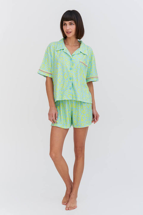 Terry Cloth Button-Down Top